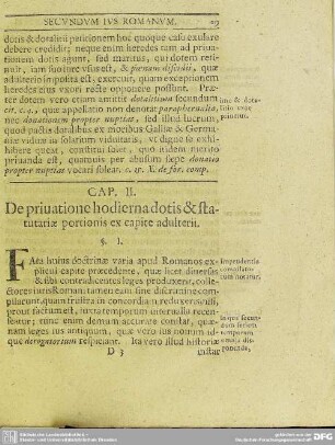Cap. II. De priuatione hodierna dotis & statutariae portionis ex capite adulterii