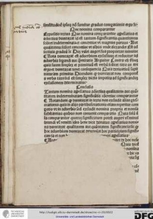 Expositio textus: que nomina comparantur appellativa et adiectiva