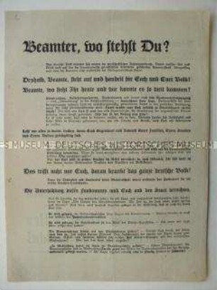 Wahlflugblatt der NSDAP zur Reichstagswahl am 31. Juli 1932 mit Ausrichtung auf die Beamtenschaft