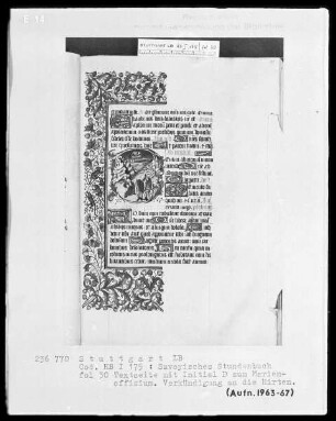 Liber horarum — Initiale D (eus) mit Verkündigung an die Hirten, Folio 30recto