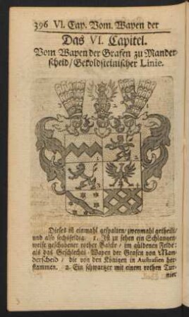 Das VI. Capitel. Vom Wapen der Grafen zu Manderscheid/ Geroldsteinischer Linie