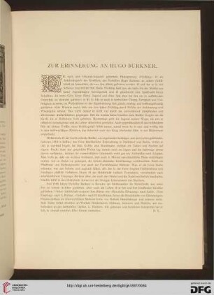 Zur Erinnerung an Hugo Bürkner
