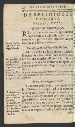 De Religiosis Domibus. Titulus XXIII.