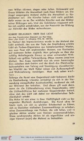 Robert Delaunay: Über das Licht