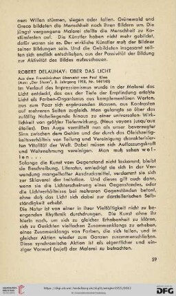 Robert Delaunay: Über das Licht