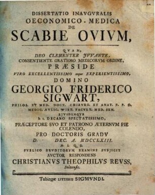 Diss. inaug. oecon. med. de scabie ovium