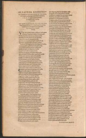 In Laudem Reverendissimi Et Serenissimi Principis ... Carmen: