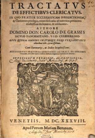 Tractatus de effectibus clericatus