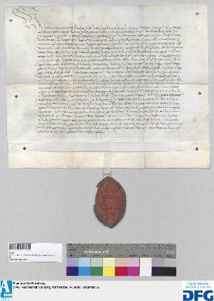 Abt Sebald von St. Aegydien zu Nürnberg vidimiert die Urkunde Kaiser Friedrichs III. vom 23. Juni 1467.