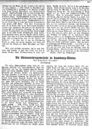Die Mennonitengemeinde in Hamburg-Altona