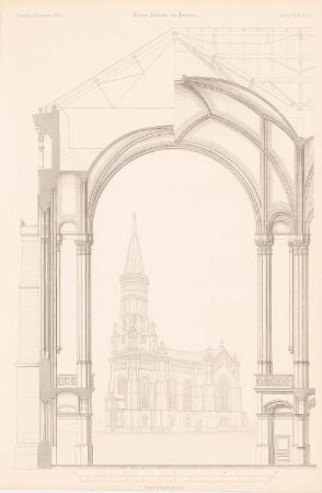 Zionskirche, Berlin: Perspektivische Ansicht, Detail (aus: Atlas zur Zeitschrift für Bauwesen, hrsg. v. G. Erbkam, Jg. 23, 1873)