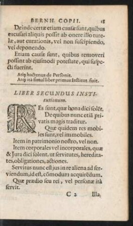 Liber Secundus Institutionum.