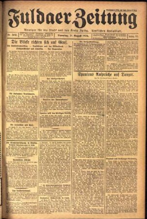 Ausgabe vom Dienstag, den 31. August 1926.