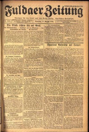 Ausgabe vom Dienstag, den 31. August 1926.