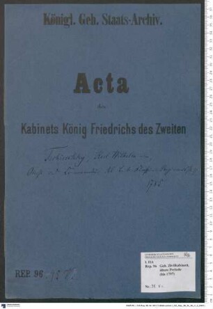 Tschirschky, Karl Wilhelm von, Oberst und Kommandeur des Kürassier-Regiments Nr. 3 (Leibkürassiere)