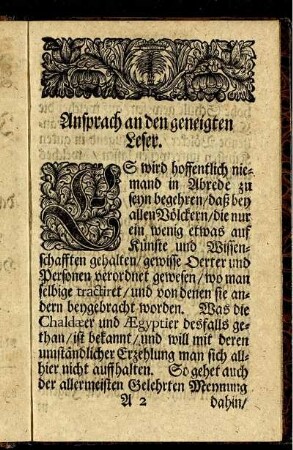 Ansprach an den geneigten Leser.