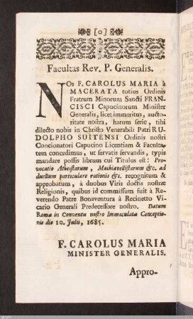 Facultas Rev. P. Generalis.