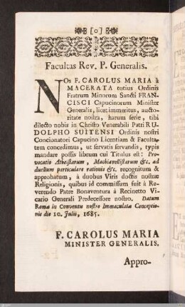 Facultas Rev. P. Generalis.