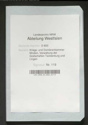 Die Originaletats der Grafschaften Lingen und Tecklenburg von 1765-1770