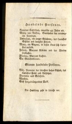 Handelnde Personen.