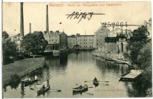 Wurzen. Mühlgraben m. Stadtmühle und Ruderbooten