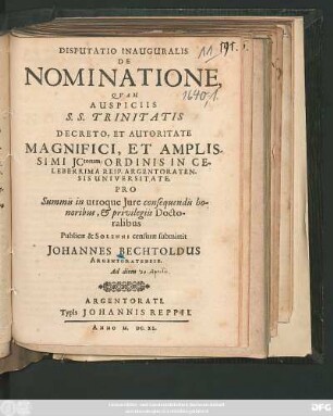 Disputatio Inauguralis De Nominatione