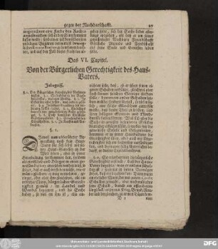 Das VI. Capitel. Von der Bürgerlichen Gerechtigkeit des Haus-Vaters.