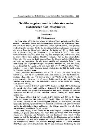 Schülervergehen und Schulstrafen unter statistischen Gesichtspunkten : (Fortsetzung)