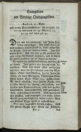 Evangelium am Sontage Quinquagesima.