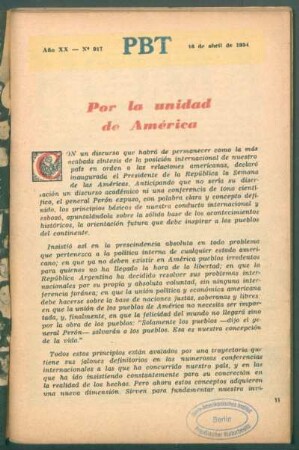 Por la unidad de América