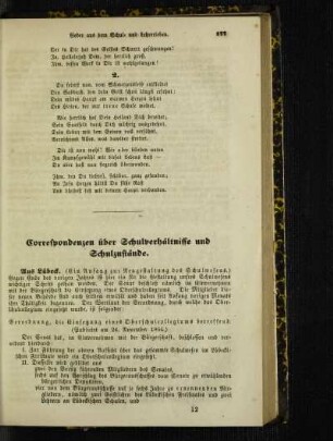 Correspondenzen über Schulverhältnisse und Schulzustände
