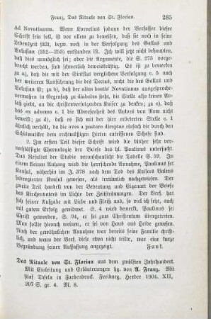 285-286 [Rezension] Das Rituale von St Florian aus dem zwölften Jahrhundert