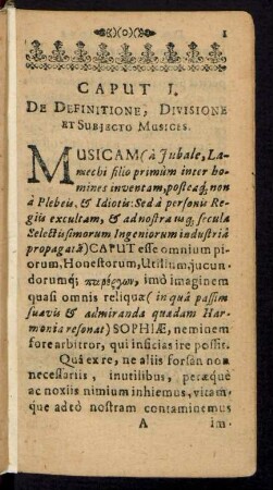Caput I. De Definitione, Divisione Et Subiecto Musicis.