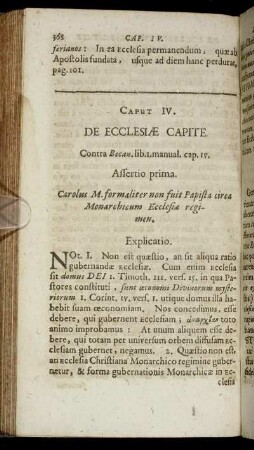 Caput IV. De Ecclesiæ Capite.