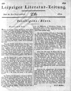 1815-09-30 : 238. Stück [Intelligenz-Blatt]