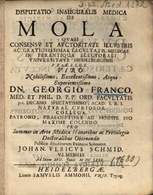 Disputatio Inauguralis Medica De Mola