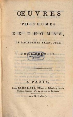 Oeuvres posthumes de Thomas. 1