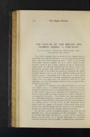 The Health of the British and German Armies: A Contrast