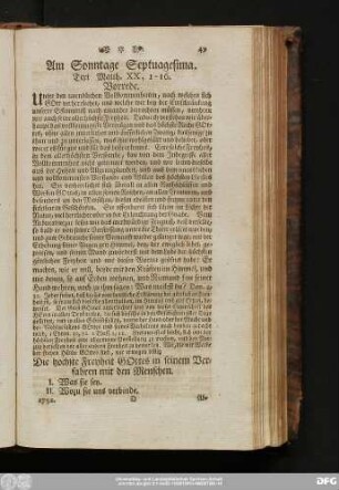 Am Sonntage Septuagesima. Text. Matth. XX, 1 - 16.