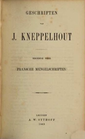 Geschriften, 9