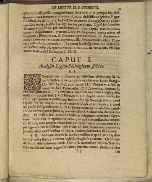 Caput I. Analysin Logico-Philologicam sistens.