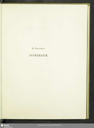 II. Abschnitt. Systematik