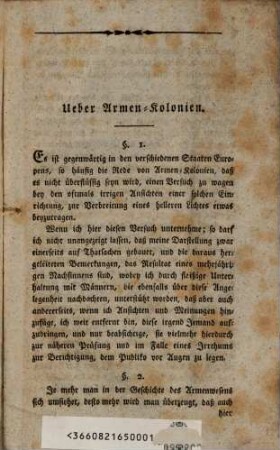 Über Armen-Kolonien