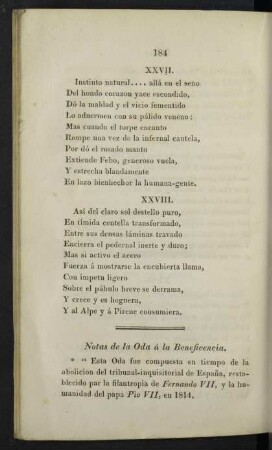 Notas de la Oda á la Beneficencia.