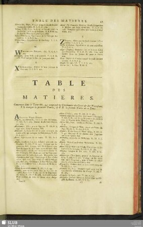 Table Des Matieres Contenues dans le Tome III, ...