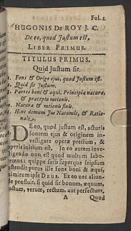 Titulus primus.