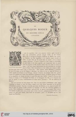 7: De quelques bijoux de seizième siècle à retrouver