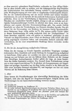 II. Die für die Aussageleistung maßgebenden Faktoren