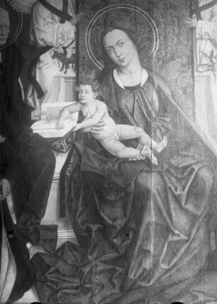 Die thronende Madonna mit dem heiligen Lukas und der Familie des Malers Herlin