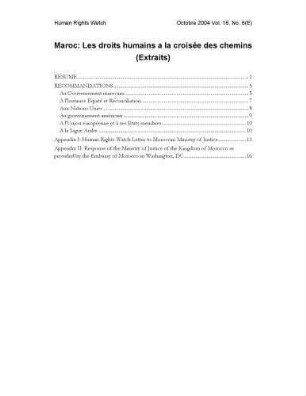 Maroc : les droits humains à la croisée des chemins (Extraits)